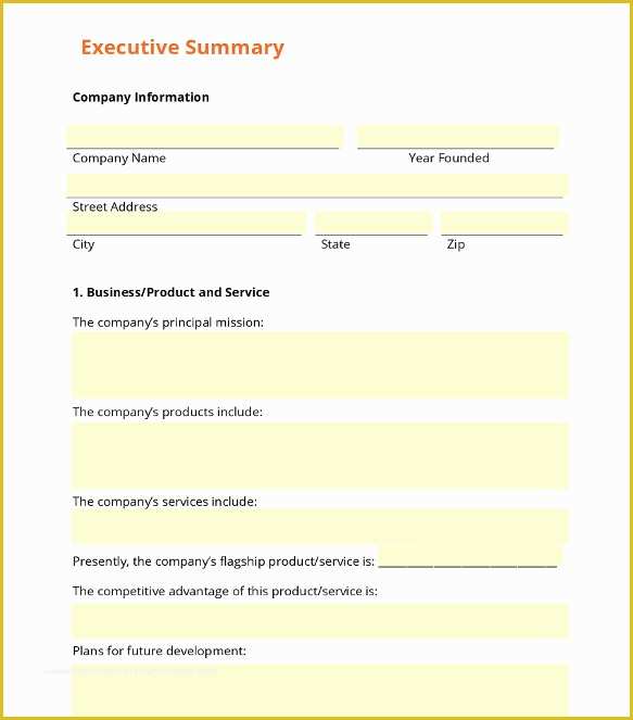 Executive Summary Business Plan Template Free Of 31 Executive Summary Templates Free Sample Example