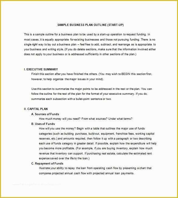 Executive Summary Business Plan Template Free Of Business Plan Outline Template 22 Free Sample Example
