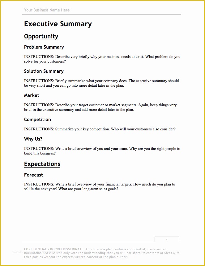 Executive Summary Business Plan Template Free Of Business Plan Template [updated for 2018] – Free Download