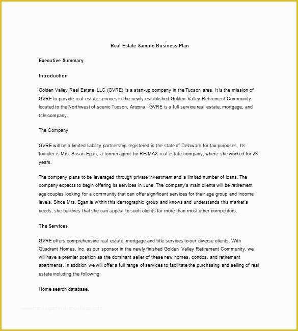 Executive Summary Business Plan Template Free Of Executive Summary Business Plan Template Free Real Estate