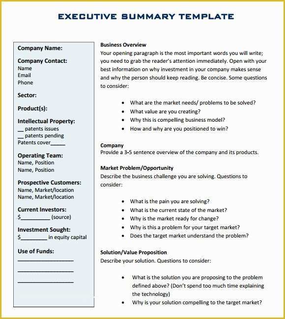 Executive Summary Business Plan Template Free Of Executive Summary Template 14 Download Documents In Pdf