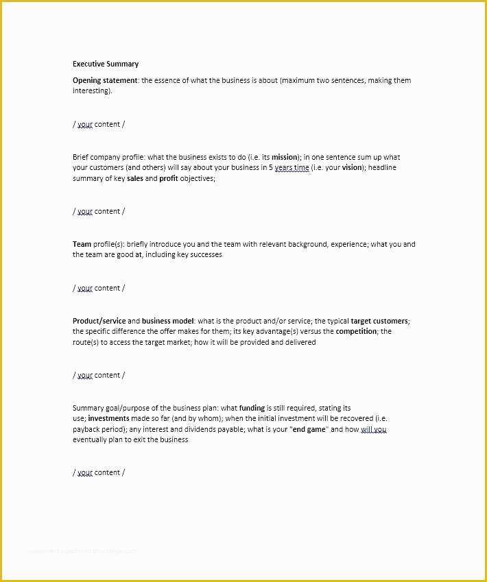 Executive Summary Business Plan Template Free Of Executive Summary Template for Business Plan Free