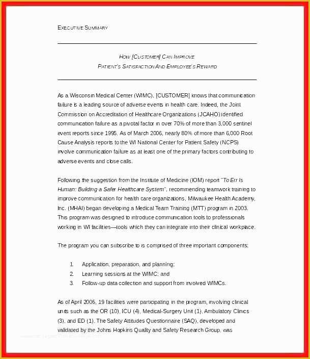 Executive Summary Business Plan Template Free Of Free Executive Summary Template format Resume Example