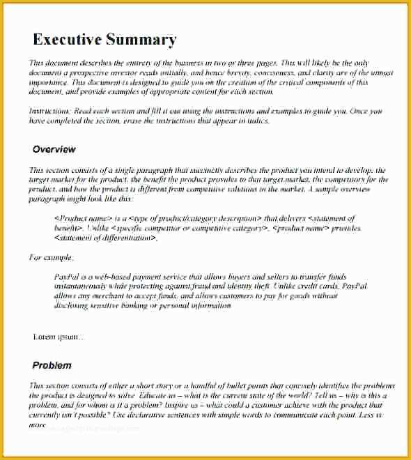 Executive Summary Business Plan Template Free Of Project Executive Summary Example Proposal A Patible
