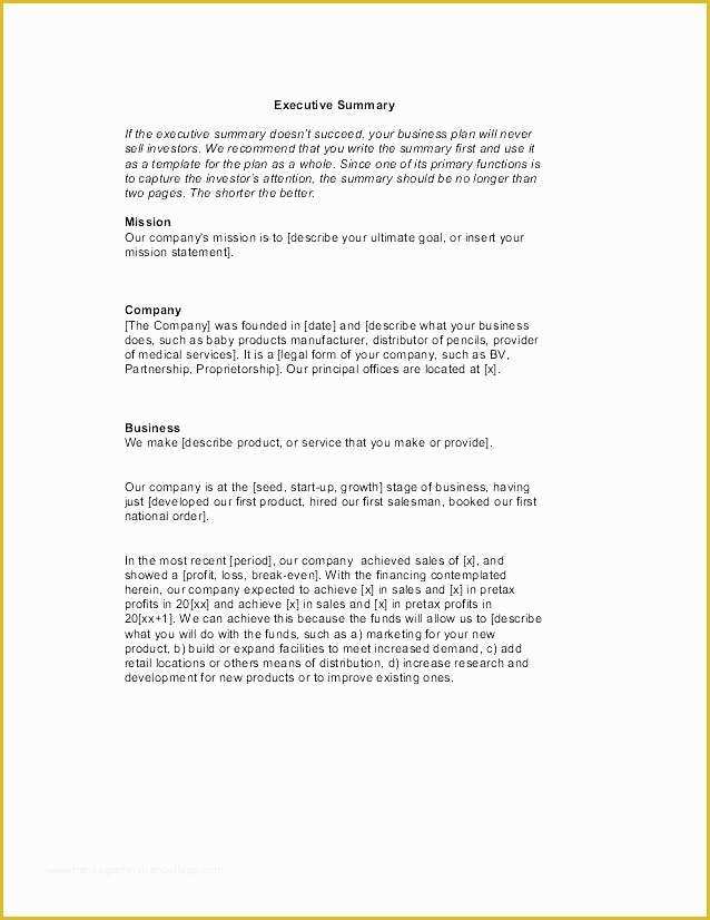 Executive Summary Business Plan Template Free Of Startup Business Plan Examples – Blogopoly