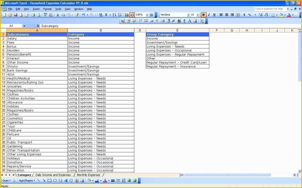 Expenses Template Excel Free Of Household Expenses