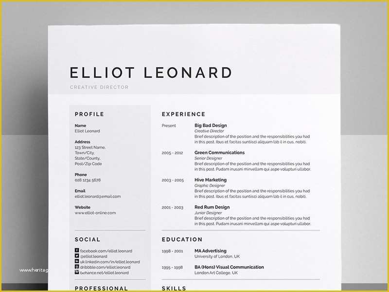 Eye Catching Resume Templates Free Of Resume Cv Elliot by Bill Mawhinney Dribbble