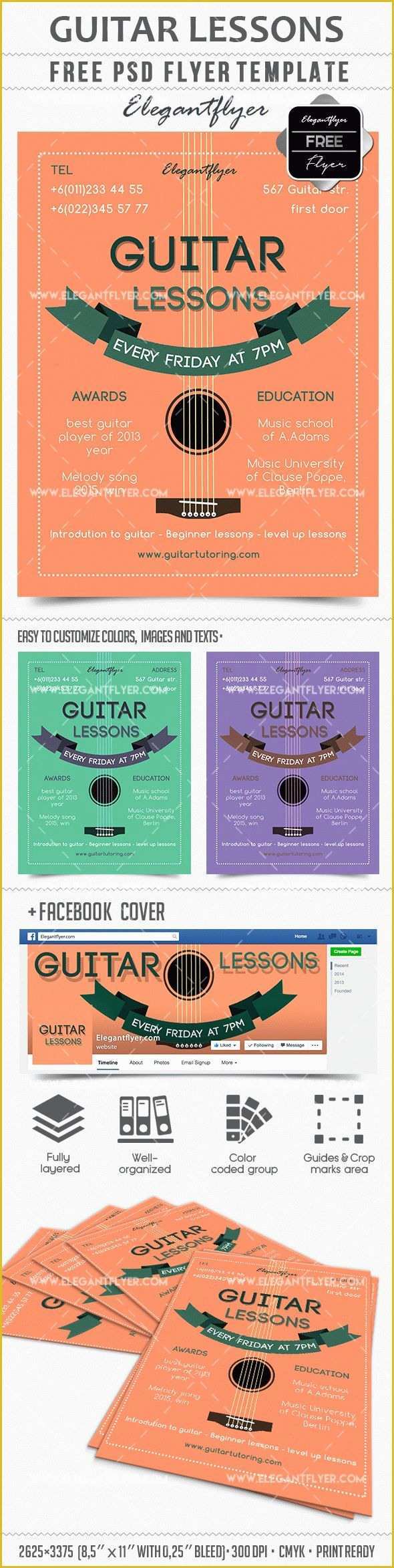 Facebook Ad Template Psd Free Of Download Flyer Template Guitar Lessons – Free Psd Template