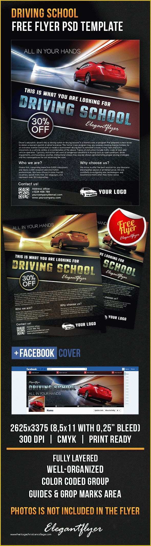 Facebook Ad Template Psd Free Of Driving School – Free Flyer Psd Template – by Elegantflyer