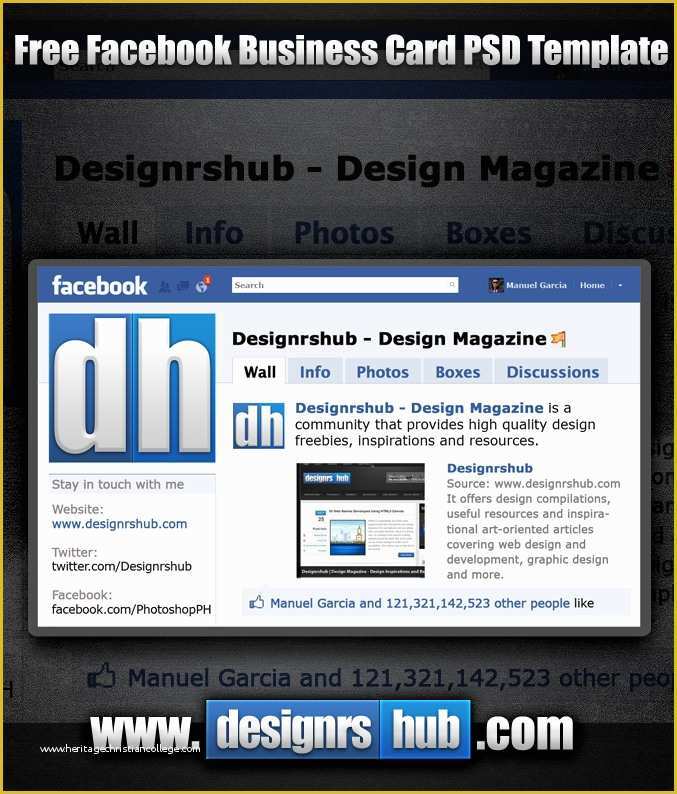 Facebook Business Page Design Templates Free Of Free Page Business Card Psd Template by