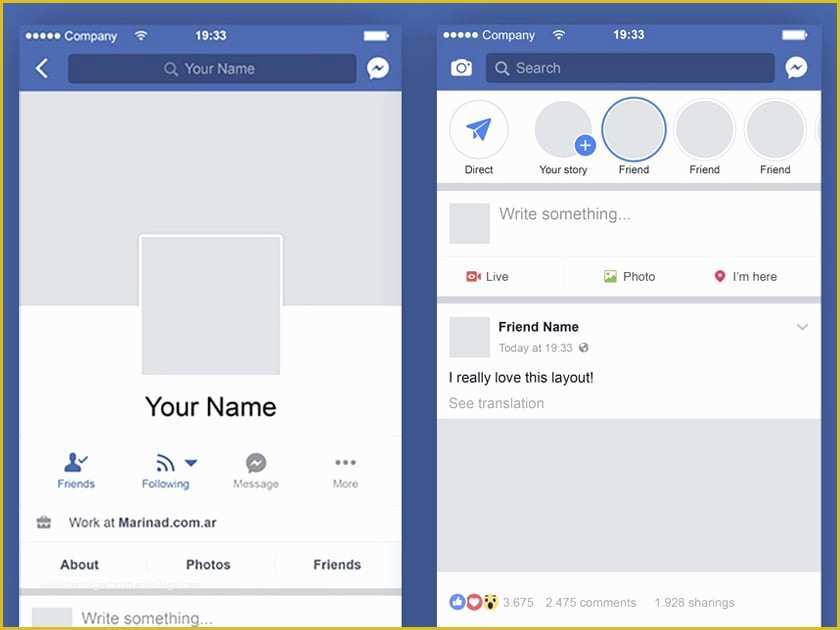 Facebook Business Page Design Templates Free Of Mobile Feed &amp; Profile Mockups Fluxes Freebies
