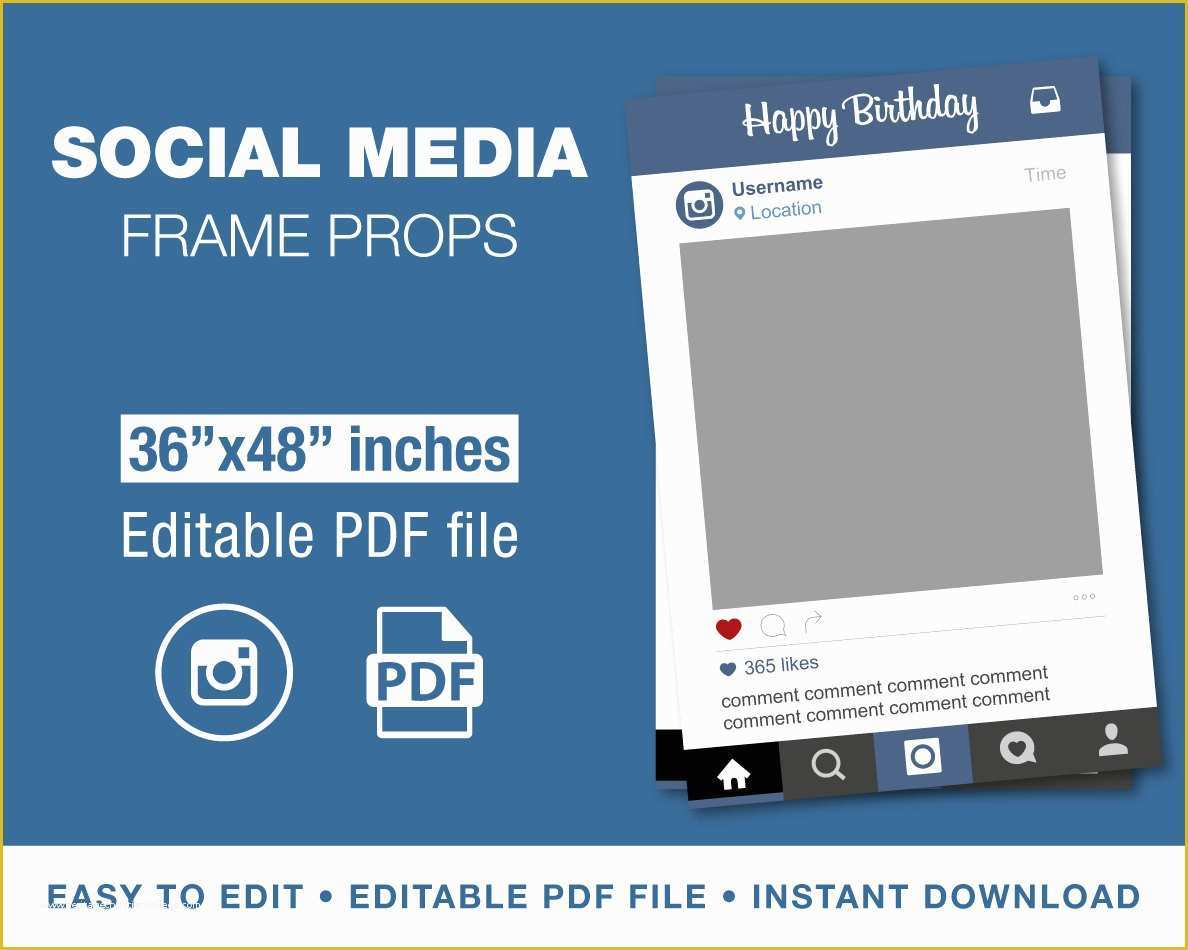 Facebook Frame Prop Template Free Of 36x48 Instagram Style Prop Frame Template by