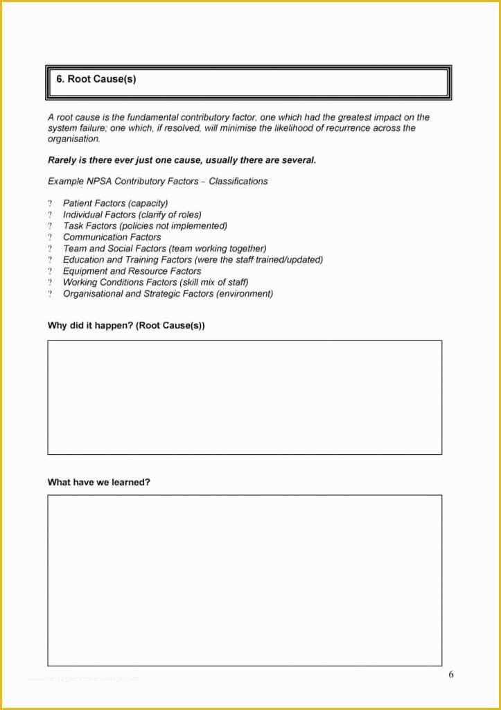 Failure Analysis Report Template Free Of Failure Analysis Report Template Doc Root Cause format Pdf