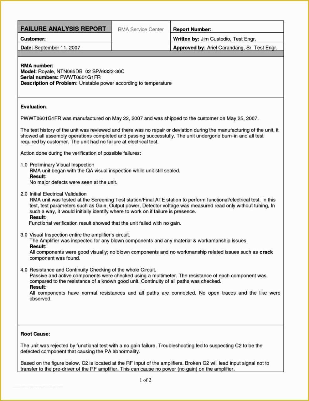 Failure Analysis Report Template Free Of Failure Analysis Report Template Free Sampletemplatess