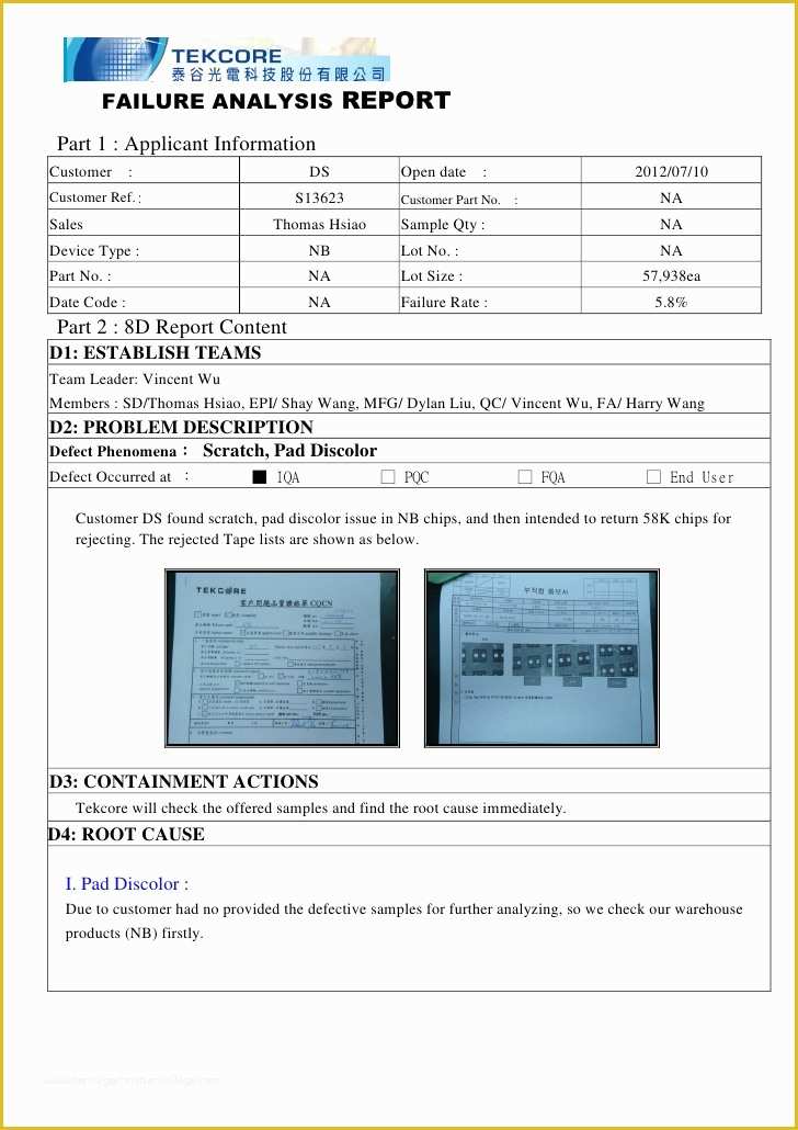 Failure Analysis Report Template Free Of Microsoft Word S Ds Scratch Pad Discolor Failure