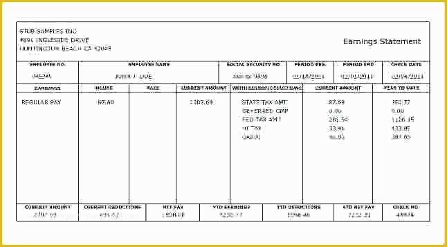 Fake Pay Stub Template Free Of 15 Payroll Stubs Templates Free