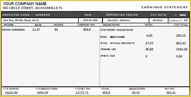 Fake Pay Stub Template Free Of 6 Free Fake Paycheck Stubs Templates