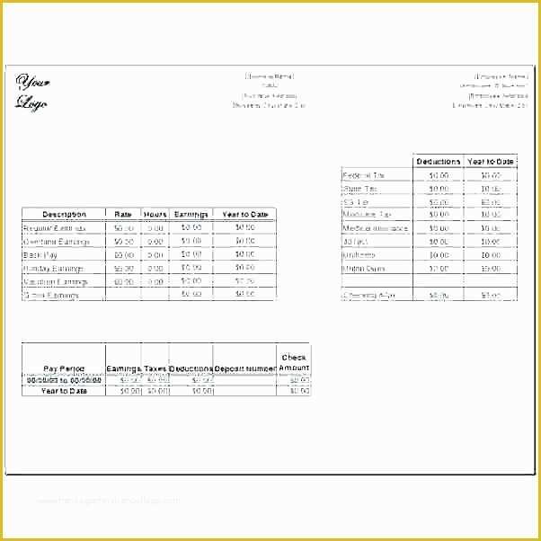 Fake Pay Stub Template Free Of Create Paycheck Stub Free Blank Pay Template Basic Excel