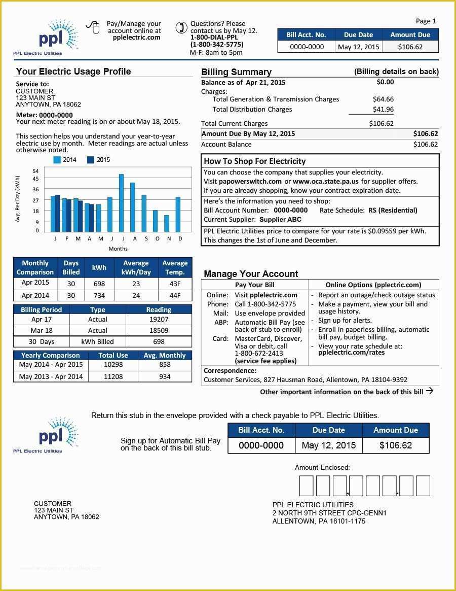 Fake Utility Bill Template Free Of Awesome Blank Utility Bill Template