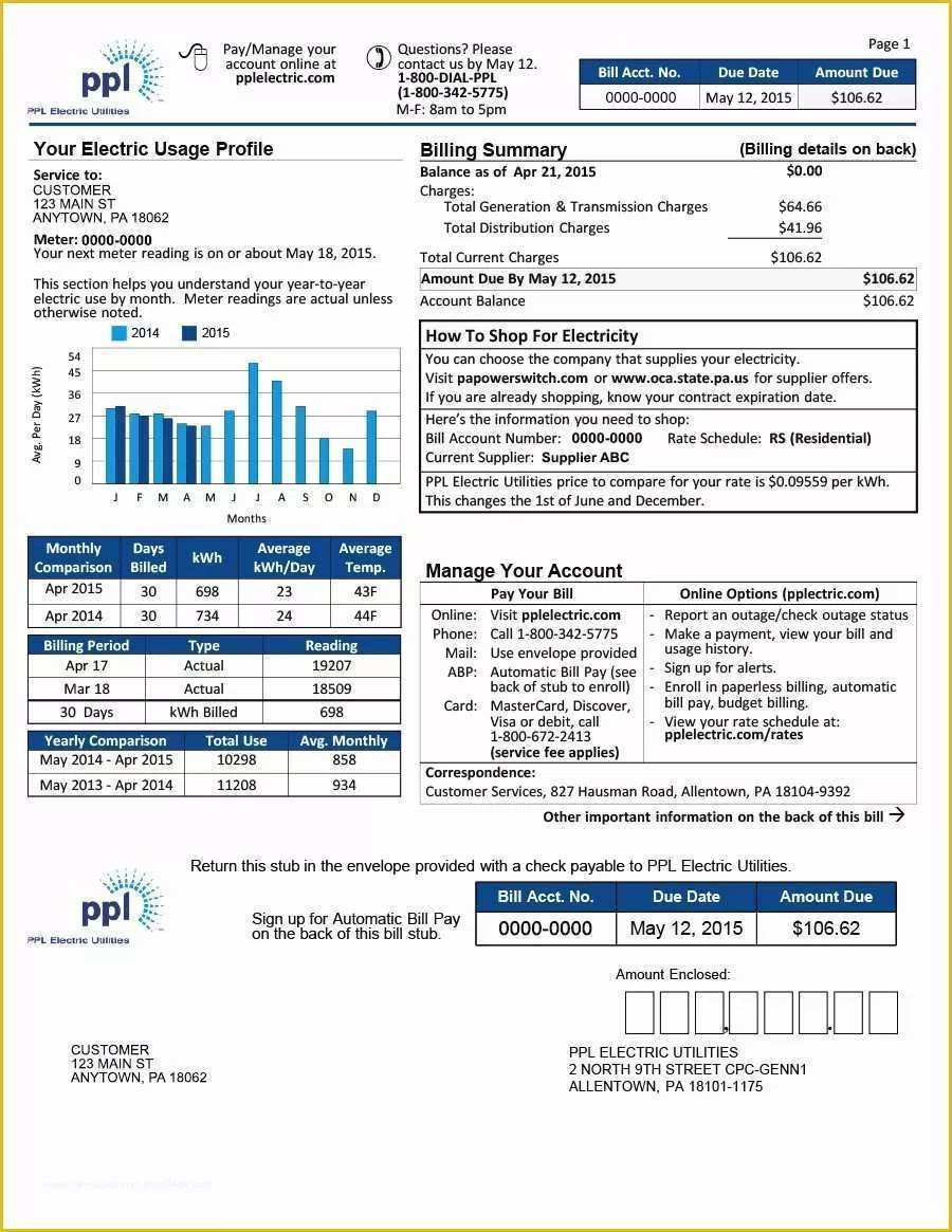 Fake Utility Bill Template Free Of Awesome Blank Utility Bill Template Uk