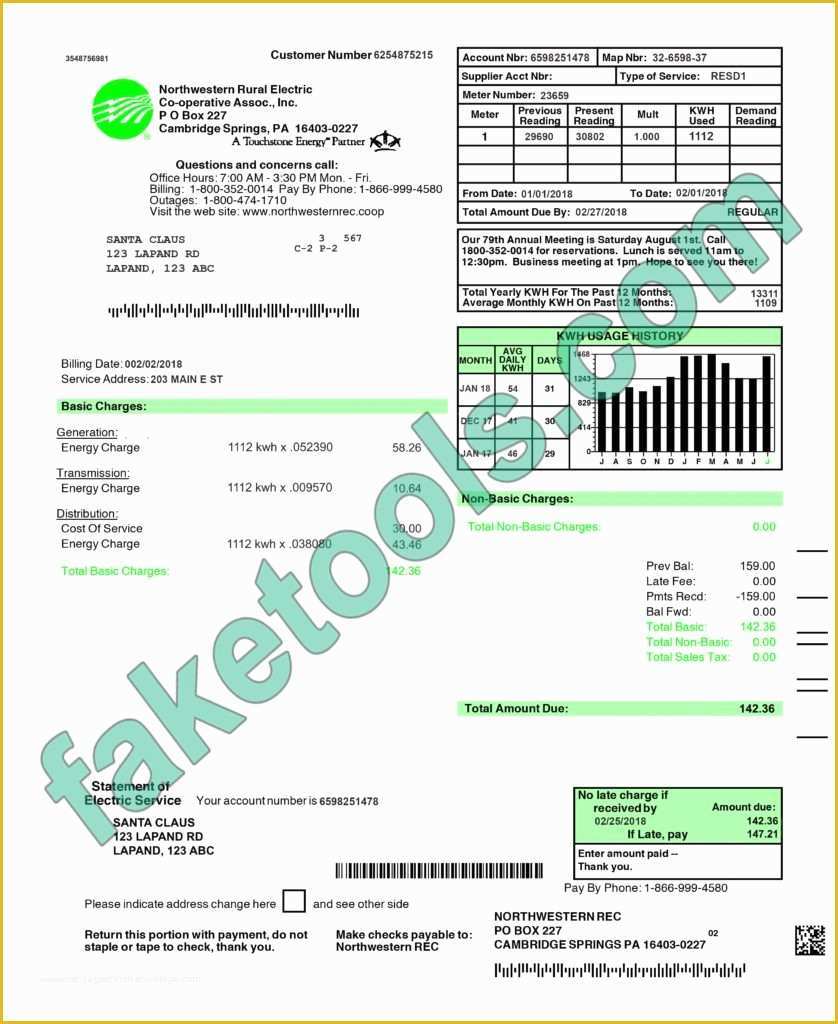 Fake Utility Bill Template Free Of Electric Bill Template Spreadsheet Electrician Invoice