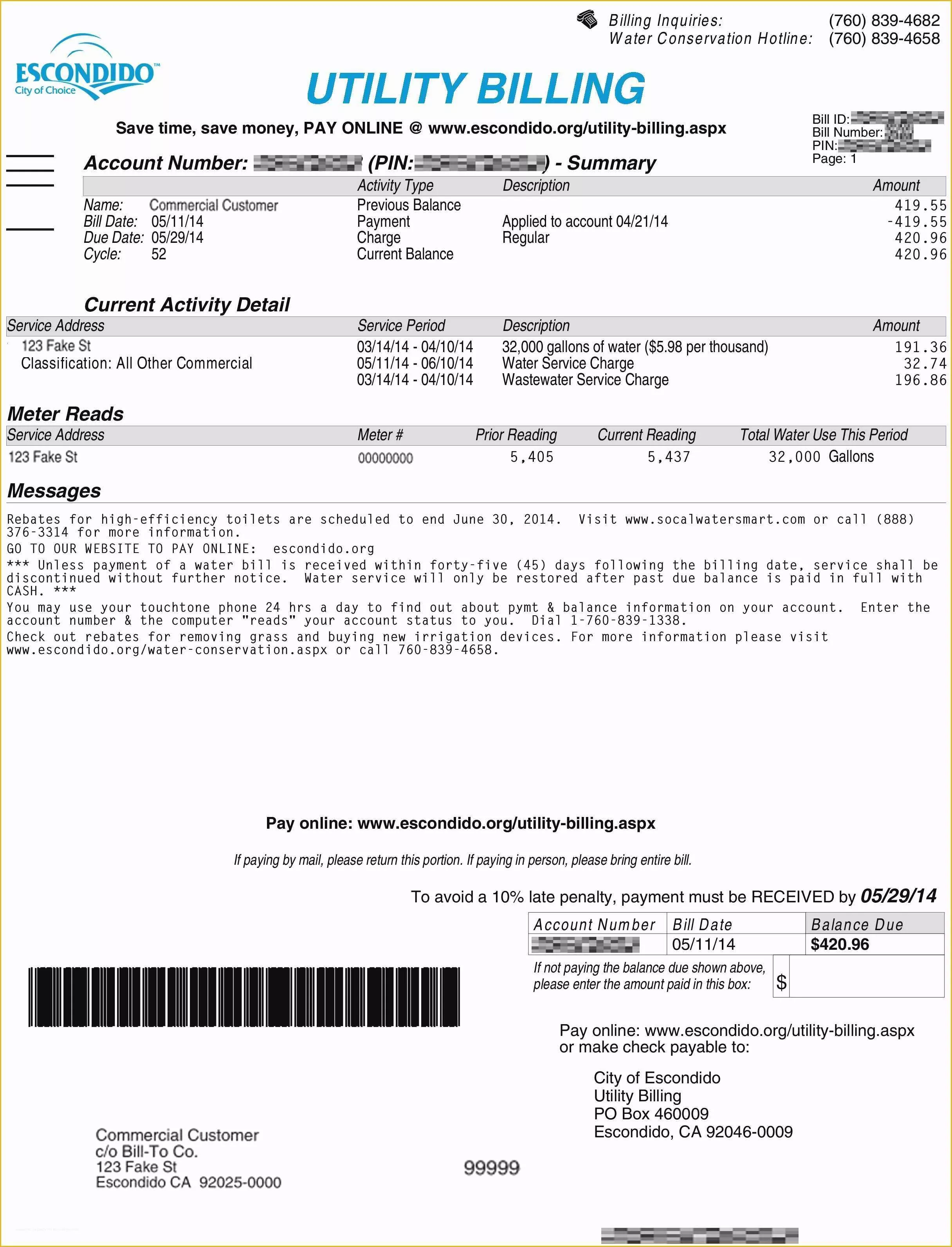 Fake Utility Bill Template Download Free