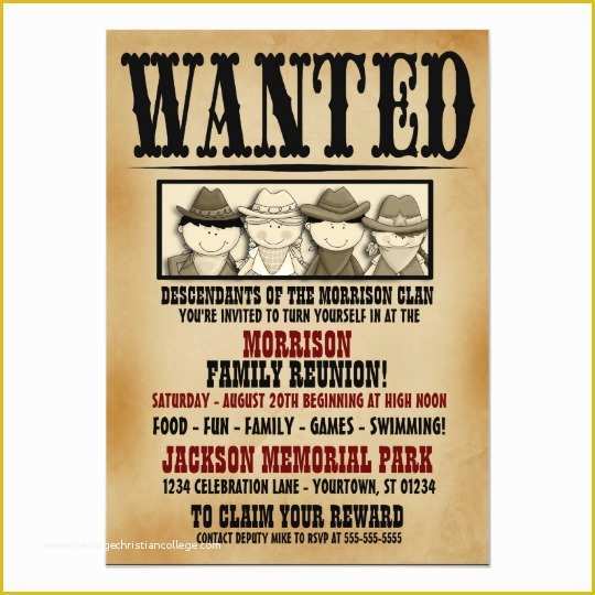 Family Reunion Invitation Templates Free Of Wanted Poster Family Reunion Barbeque Invitation
