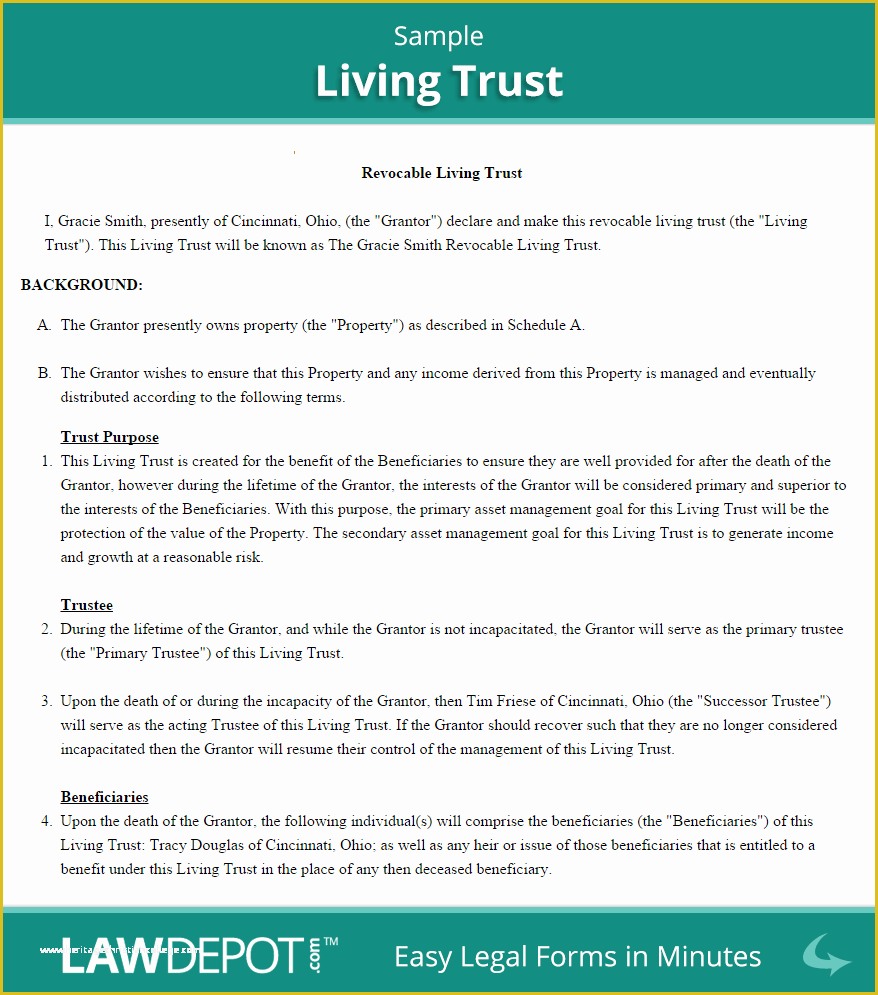 Family Trust Template Free Of Revocable Living Trust