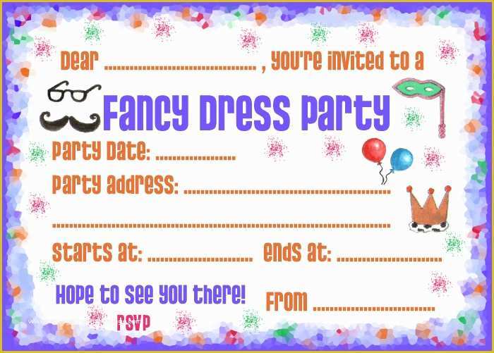 Fancy Invitation Template Free Of Fancy Dress Party Invitation