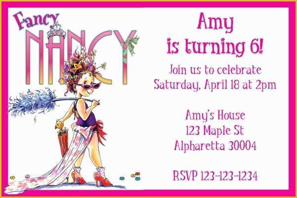 Fancy Invitation Template Free Of Fancy Nancy Party Invitation Personalized Party Invites