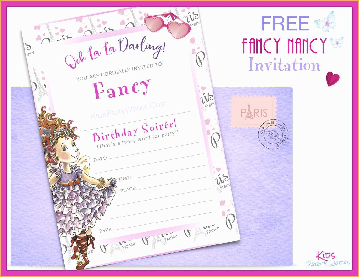 Fancy Invitation Template Free Of Fancy Nancy Party