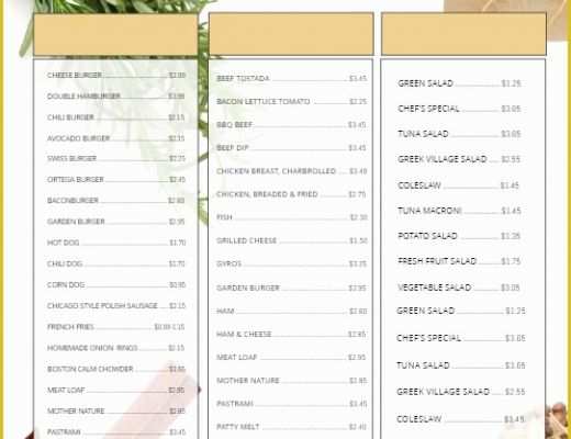 Fancy Menu Template Free Of Copy Of Fancy Menu Template