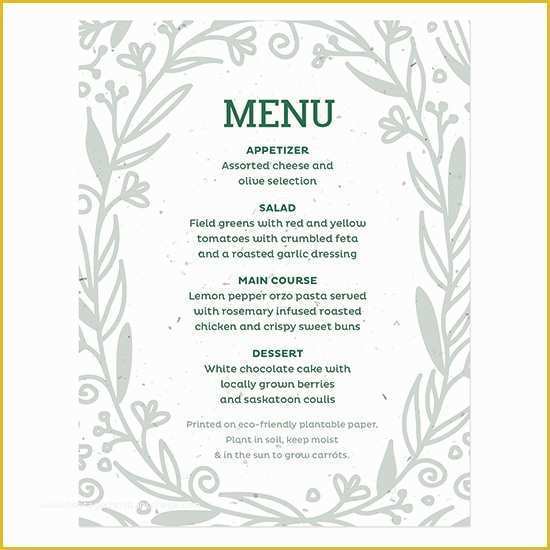 Fancy Menu Template Free Of Fancy Vintage Seed Paper Menu Card