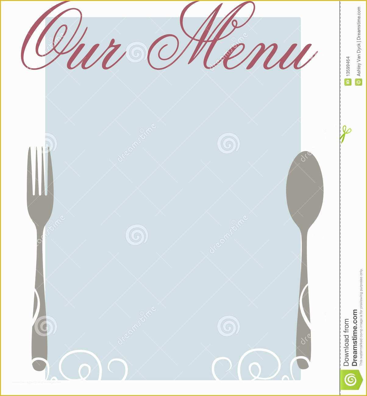 Fancy Menu Template Free Of Our Menu Stock Image