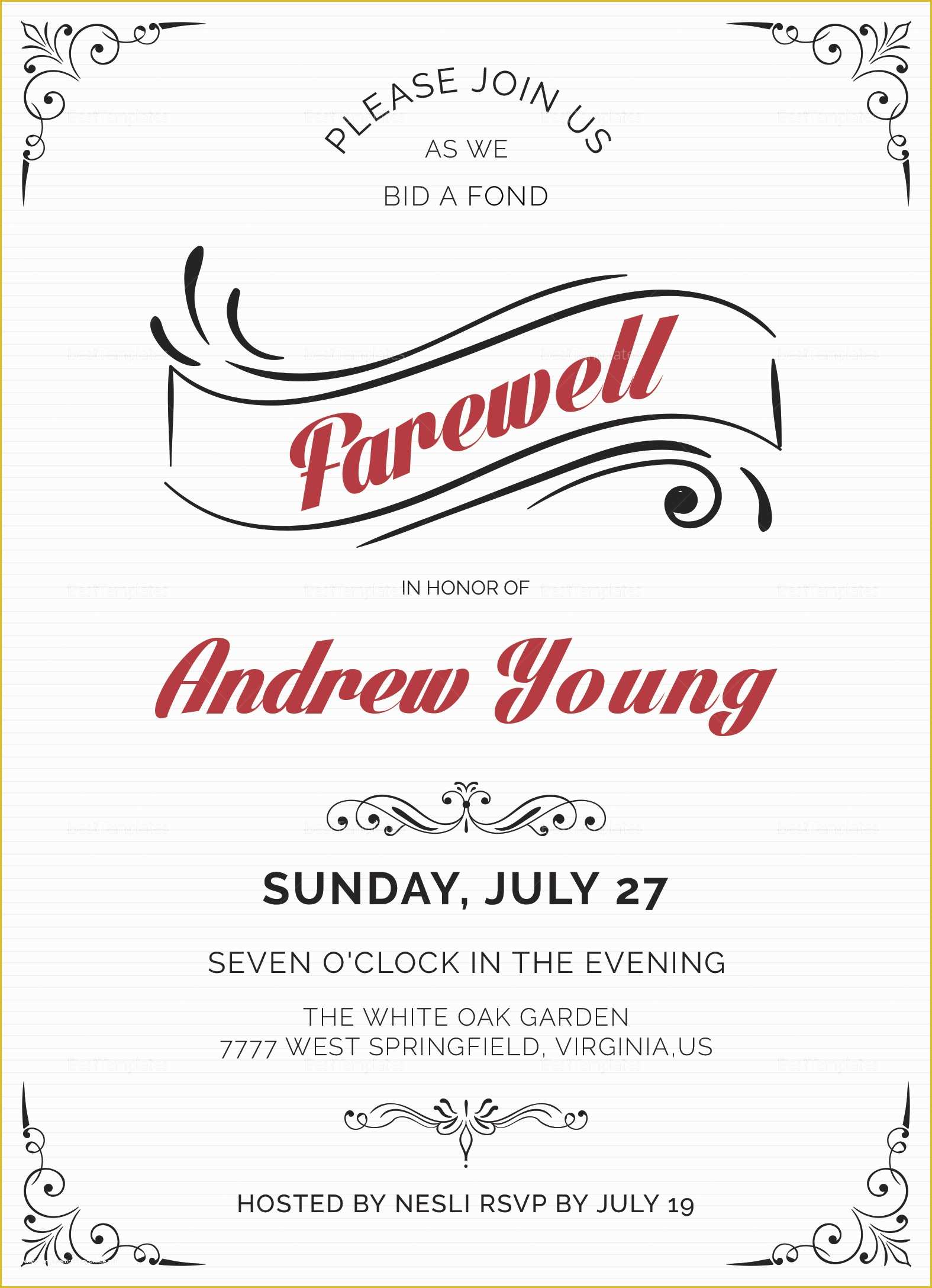 Farewell Party Invitation Template Free Of Elegant Farewell Party Invitation Design Template In Word