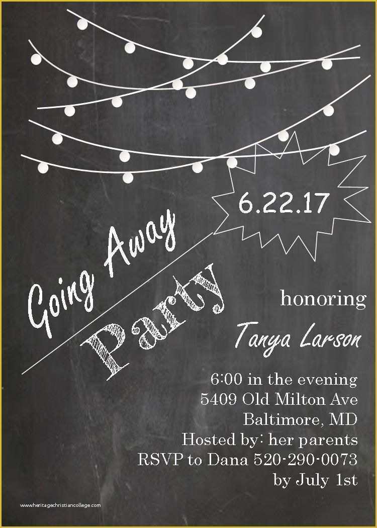 Farewell Party Invitation Template Free Of Going Away Party Invitations Farewell Blackboard with
