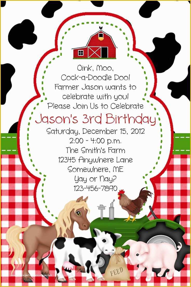 Farm Animal Party Invitation Templates Free Of Barn Birthday Invitations