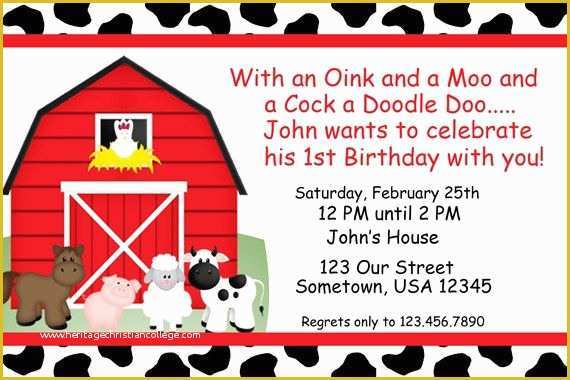 Farm Animal Party Invitation Templates Free Of Barnyard Birthday Invitations