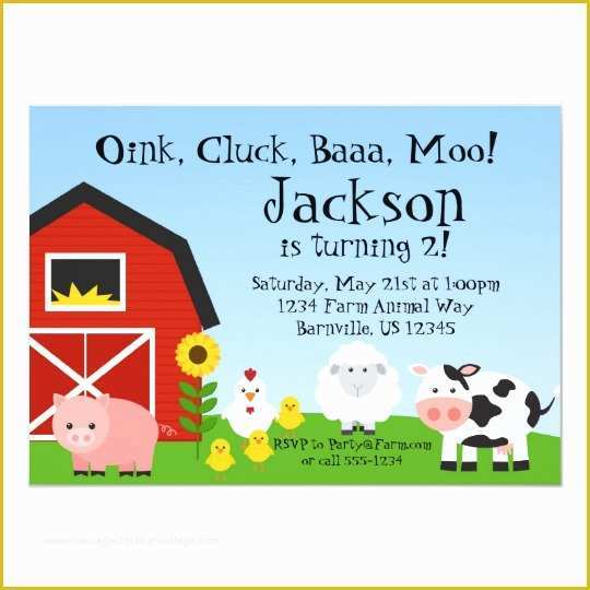 Farm Animal Party Invitation Templates Free Of Farm Animal and Barn Birthday Party Invite