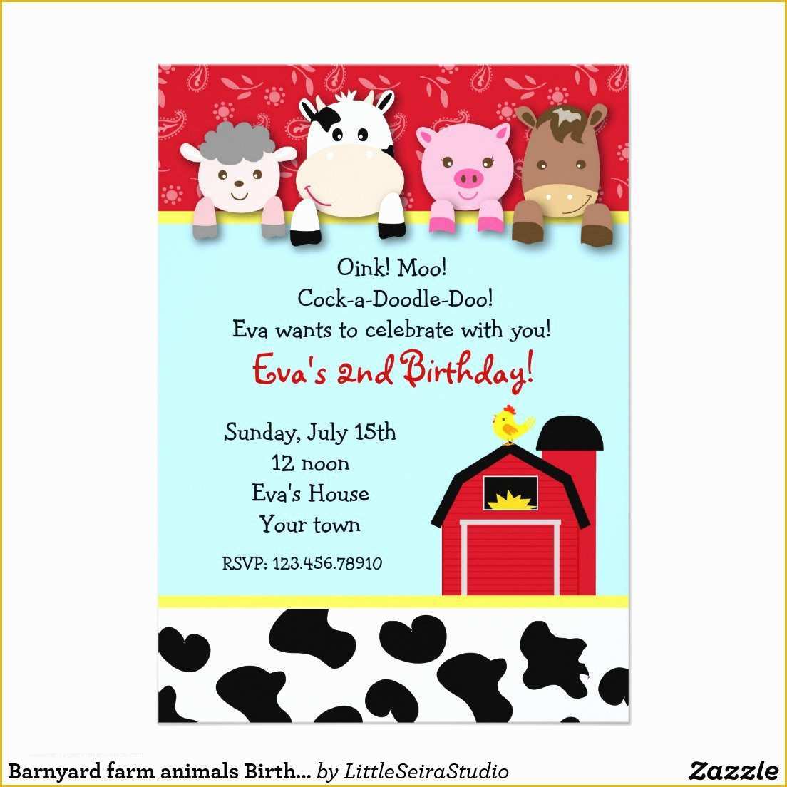 Farm Animal Party Invitation Templates Free Of Farm Animal Birthday Invitations