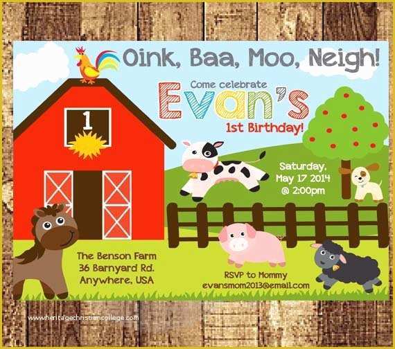 Farm Animal Party Invitation Templates Free Of Farm Animal Birthday Party Invitations