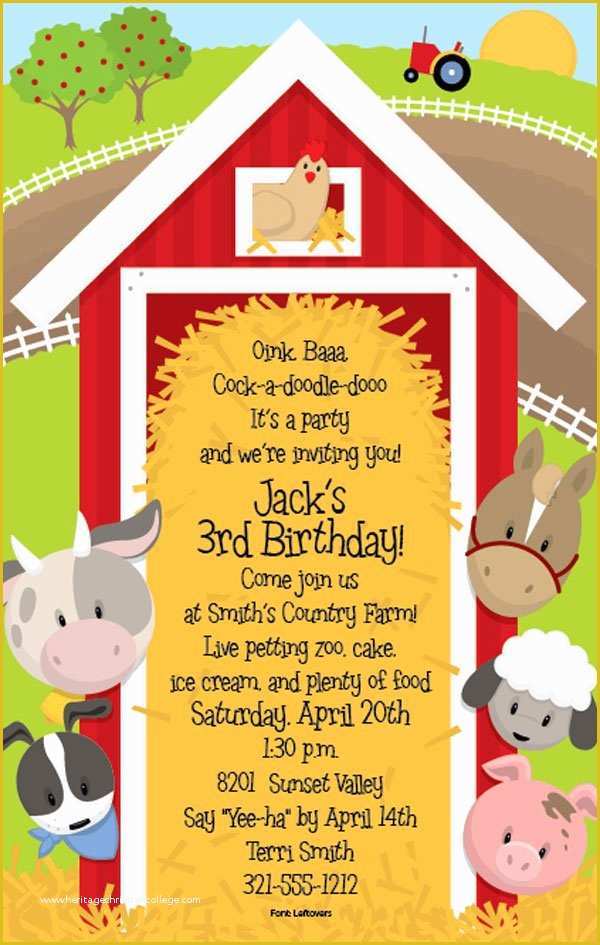 Farm Animal Party Invitation Templates Free Of Farm Animal Birthday Party Invitations