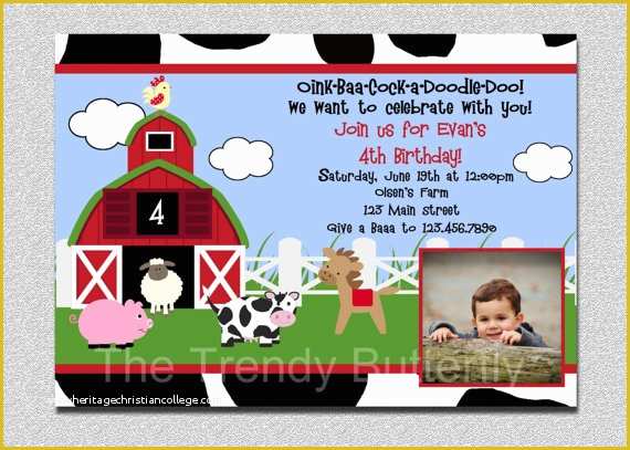 Farm Animal Party Invitation Templates Free Of Farm Animals Birthday Invitation Farm Animal Barnyard Birthday