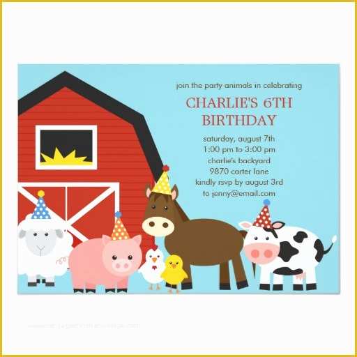 Farm Animal Party Invitation Templates Free Of Farm Animals Birthday Party Invitation
