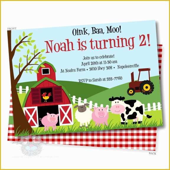 Farm Animal Party Invitation Templates Free Of Farm Animals Tractor Birthday Invitation – First Es