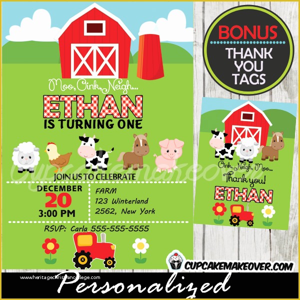 Farm Animal Party Invitation Templates Free Of Farm Birthday Invitation Barn Wood Personalized – D1