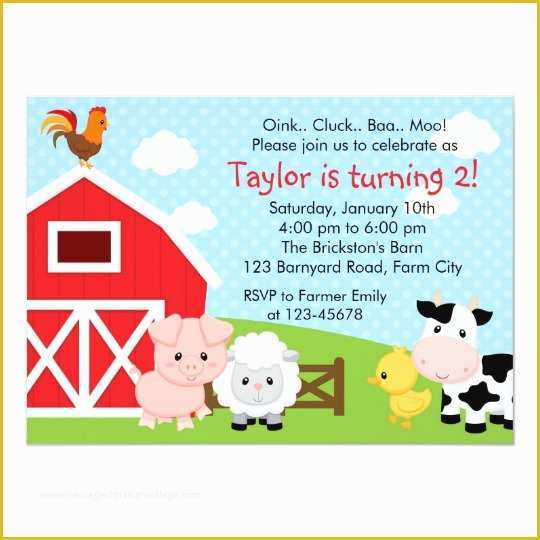 Farm Animal Party Invitation Templates Free Of Farm Birthday Invitation Boy Blue Barnyard