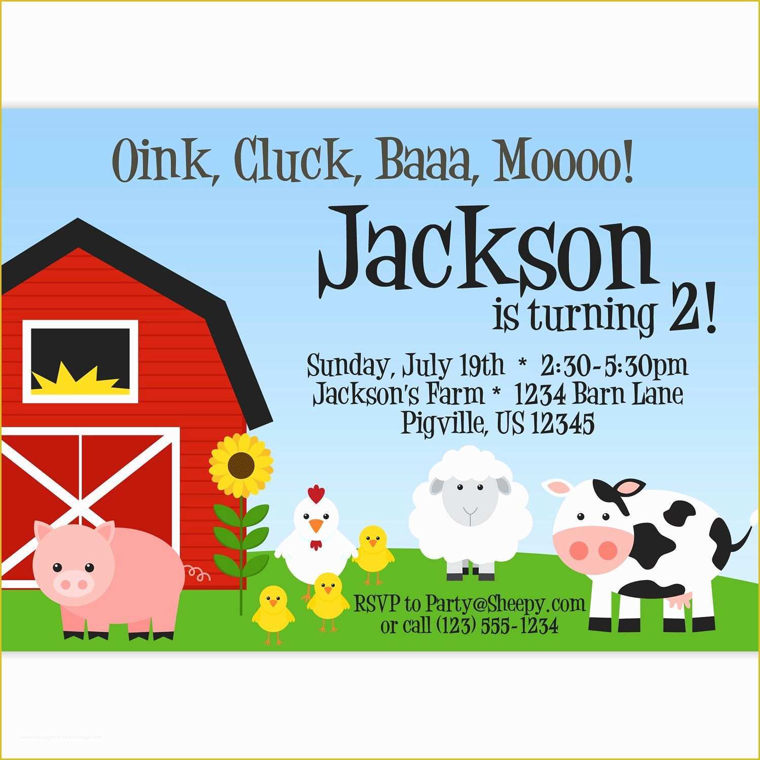 Farm Animal Party Invitation Templates Free Of Farm Invitation Barn Animals Pig Chicken Sheep and