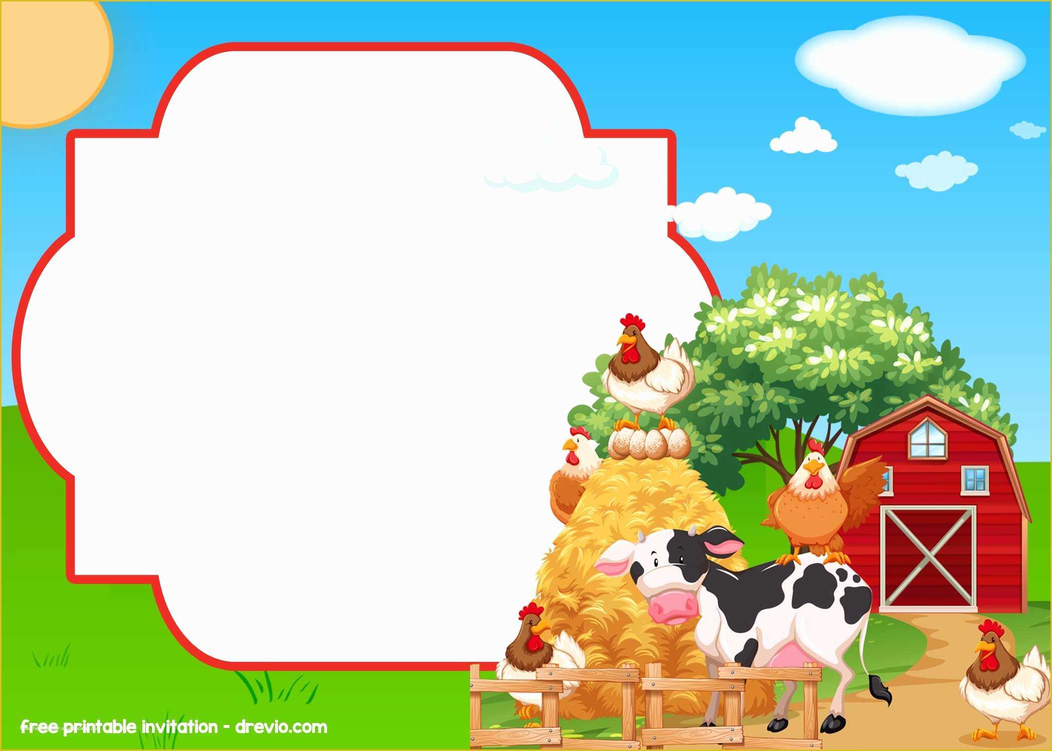 Farm Animal Party Invitation Templates Free Of Free Farm – Barnyard Invitation Templates