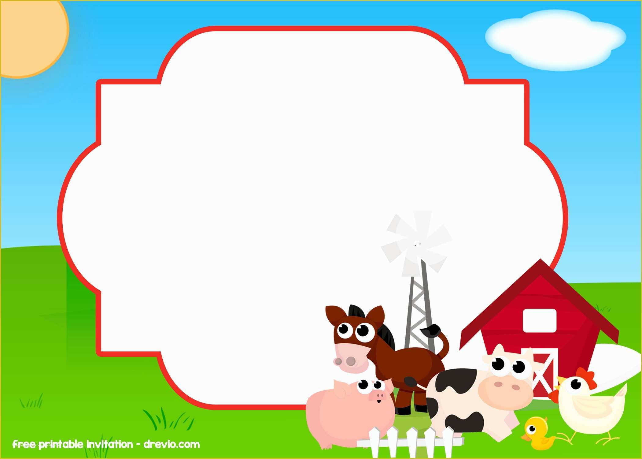 Farm Animal Party Invitation Templates Free Of Free Farm – Barnyard Invitation Templates